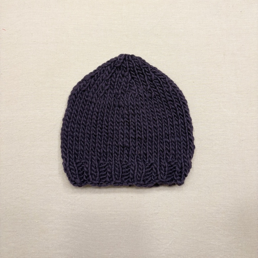 Cozy Hand Knit 100% Wool Beanie in Dark Purple